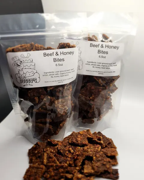 Two bags of Beef & Honey Bites treats